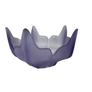 Vintage Viking Frosted Satin Purple Glass Bowl Violet Lotus Flower Petal Dish